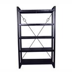 Boekenkast Mangohout Britt 120 Zwart, Huis en Inrichting, Kasten | Boekenkasten, 100 tot 150 cm, Nieuw, Industriële meubels, 25 tot 50 cm