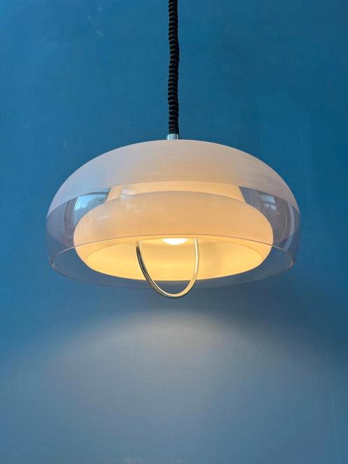 Mid Century Clear Acrylic Glass UFO Space Age Pendant Lamp, Huis en Inrichting, Lampen | Hanglampen, Nieuw, Ophalen of Verzenden