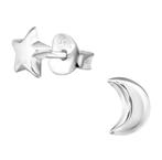 Ster en maan oorbellen - 925 sterling zilver, Hangers, Verzenden, Nieuw, Zilver