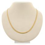 Gouden platte gourmetschakel ketting | 46 cm, Sieraden, Tassen en Uiterlijk, Ophalen of Verzenden, Gebruikt, Overige kleuren, Goud