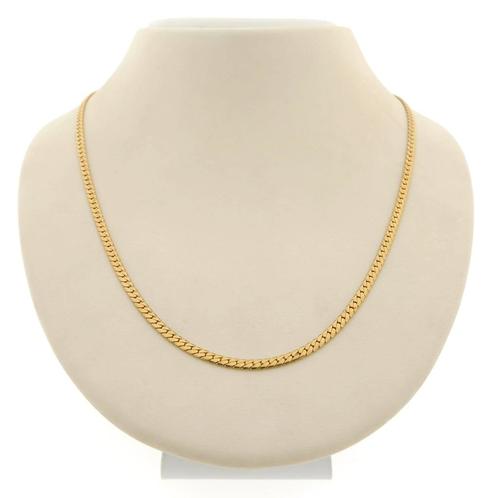 Gouden platte gourmetschakel ketting | 46 cm, Sieraden, Tassen en Uiterlijk, Kettingen, Overige kleuren, Gebruikt, Goud, Ophalen of Verzenden