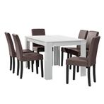 Eetkamerset Nora eethoek 7-delig tafel en stoelen wit en bru, Verzenden, Nieuw
