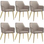 Eetkamerstoel Avane, fluweellook, gestoffeerd - taupe, Set v, Huis en Inrichting, Stoelen, Verzenden, Nieuw