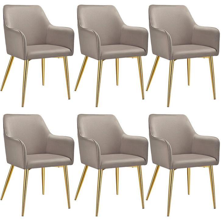Eetkamerstoel Avane, fluweellook, gestoffeerd - taupe, Set v, Huis en Inrichting, Stoelen, Verzenden