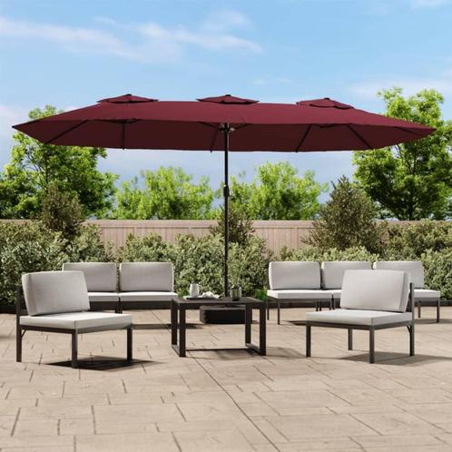 vidaXL Parasol dubbel dak 449x245 cm bordeauxrood, Tuin en Terras, Parasols, Nieuw, Meer dan 4 meter, Verzenden