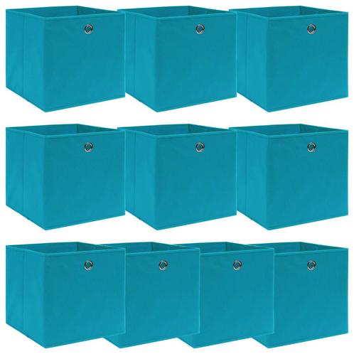 vidaXL Opbergboxen 10 st 32x32x32 cm stof babyblauw, Huis en Inrichting, Woonaccessoires | Kisten, Nieuw, Verzenden