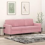 vidaXL Driezitsbank 180 cm fluweel roze, Verzenden, 150 tot 200 cm, Stof, Driepersoons