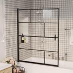 vidaXL Douchewand 116x140 cm ESG zwart, Doe-het-zelf en Verbouw, Sanitair, Verzenden, Nieuw