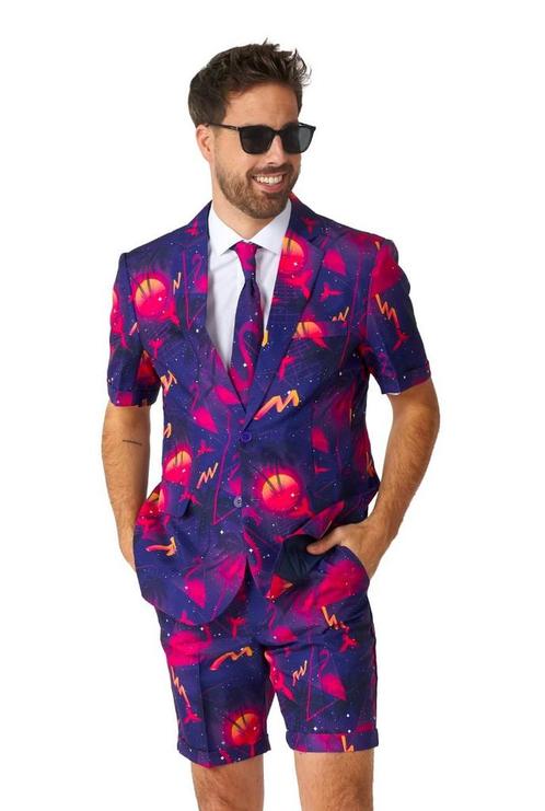 Summer Palm Retro Neon Navy kostuum Suitmeister, Kleding | Heren, Carnavalskleding en Feestkleding, Nieuw, Ophalen of Verzenden