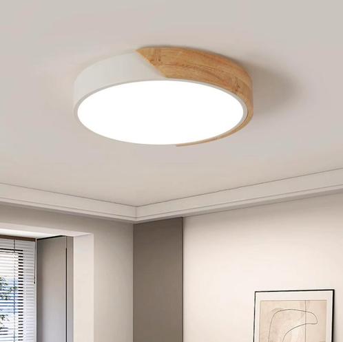 Lumière Plafondlamp – Minimalistische LED-Plafondlamp Hout, Huis en Inrichting, Lampen | Plafondlampen, Nieuw, Hout, Metaal, Verzenden