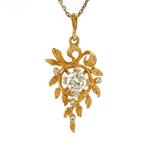 Gouden hanger met spinel en diamant 18 krt, Sieraden, Tassen en Uiterlijk, Kettinghangers, Ophalen of Verzenden, Nieuw
