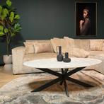 Salontafel Faye White marble | 120 cm | Ovaal, Huis en Inrichting, Tafels | Salontafels, Ophalen of Verzenden, Nieuw