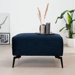 40% Korting: Hocker Vegas blauw stof velvet, Huis en Inrichting, Banken | Voetenbanken en Poefen, Ophalen, Velvet chique, Modern