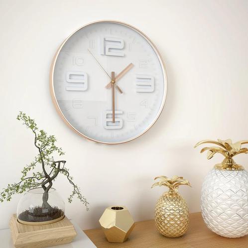 vidaXL Wandklok koper-look 30 cm, Huis en Inrichting, Woonaccessoires | Klokken, Nieuw, Verzenden
