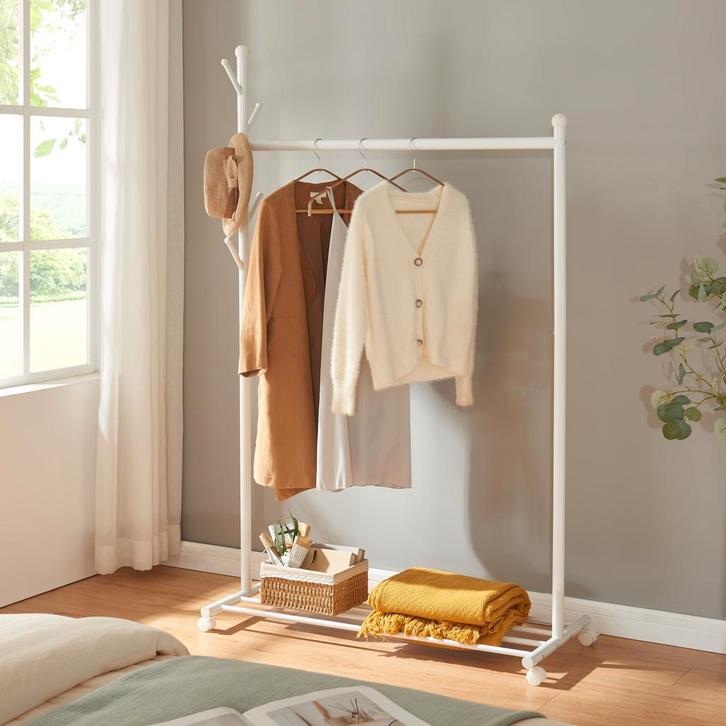 Kledingrek Snåsa kapstok op wielen 170x105x43 cm wit [en.cas, Huis en Inrichting, Kasten | Kledingkasten, Verzenden