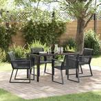 vidaXL Tuin Eetset 5 pcs Zwart Poly riet, Tuin en Terras, Tuinsets en Loungesets, Verzenden, Nieuw, Rotan
