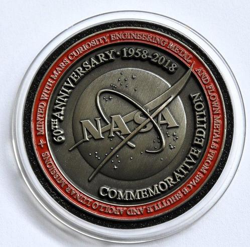 Medaille Medaillon Geslagen met Mars Curiosity Space Shuttle, Antiek en Kunst, Antiek | Wandborden en Tegels