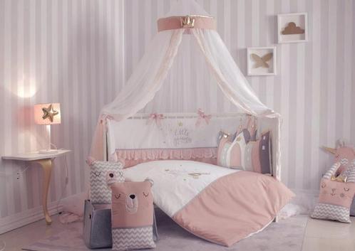 Ledikant dekbedovertrek set - Little princess - roze - katoe, Kinderen en Baby's, Kinderkamer | Beddengoed, Nieuw, Verzenden