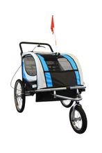 Fietskar kind - buggy - 2-zits - met schokbreker - blauw, Nieuw, 20 tot 40 kg, Ophalen of Verzenden, Kinderkar
