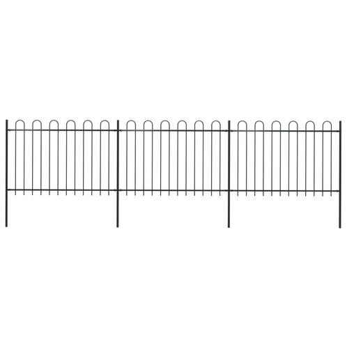 vidaXL Tuinhek met ronde bovenkant 5,1x1,2 m staal zwart, Tuin en Terras, Schuttingen, Nieuw, IJzer, 1 tot 2 meter, Verzenden