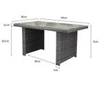 Ibiza XL lounge-diningtafel 140x80xH70 cm antraciet, Tuin en Terras, Ophalen of Verzenden, Nieuw, Wicker
