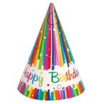Rainbow Birthday Party Ribbons Hoeden 8st, Verzenden, Nieuw