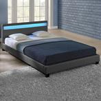 Bed Parijs met LED-verlichting bedbodem 140x200 donkergrijs, Verzenden, Nieuw