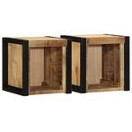 vidaXL Nachtkastjes 2 st 40x35x40 cm massief ruw hout mango, Verzenden, Nieuw, Hout