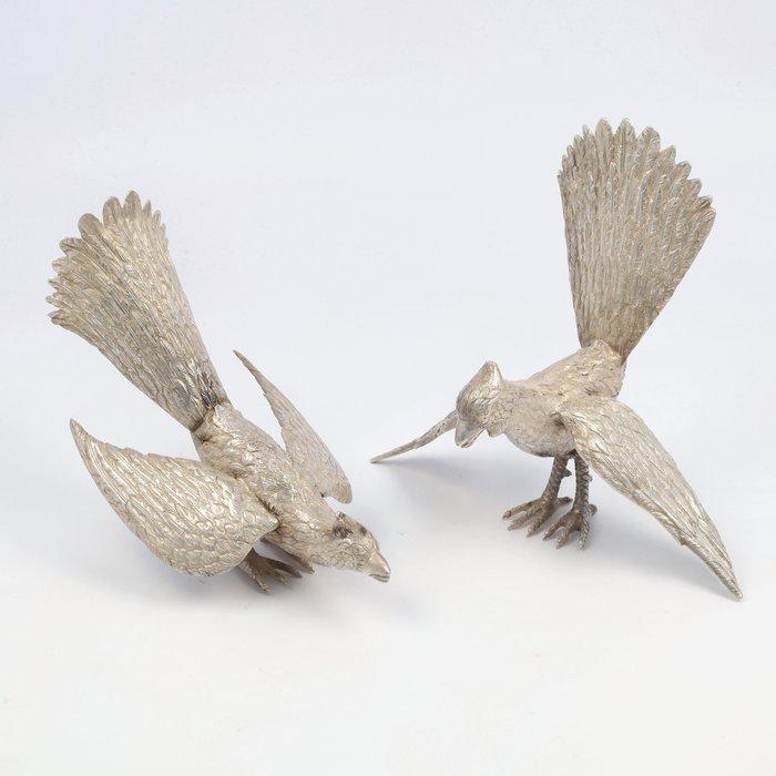 D.J. Aubert - Pronkende vogels - Miniatuur figuur (2) - .835, Antiek en Kunst, Antiek | Goud en Zilver