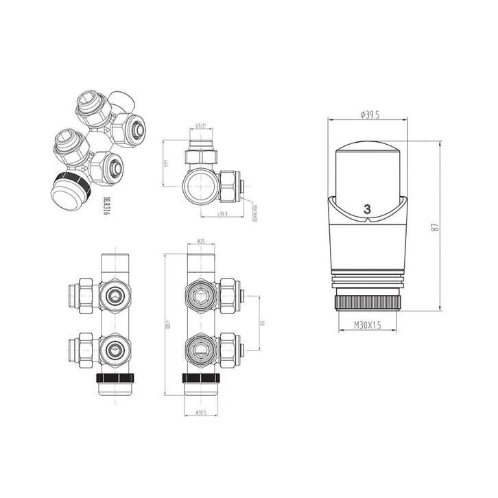 Radiator Onderblok Creavit Aloni Haaks Links Mat Zwart, Doe-het-zelf en Verbouw, Sanitair, Ophalen of Verzenden