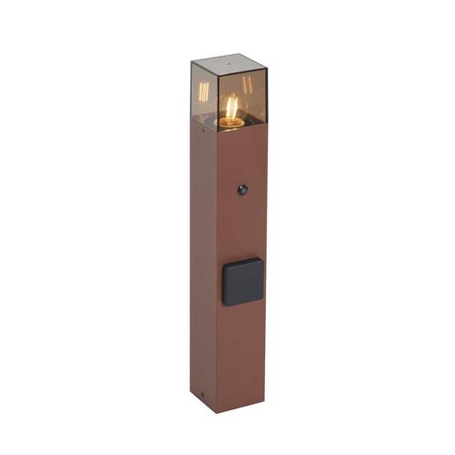 Industrieel buiten paaltje roestbruin met smoke glas 50cm, Tuin en Terras, Buitenverlichting, Nieuw, Minder dan 50 watt