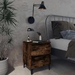 vidaXL Nachtkastje met metalen poten 40x35x50 cm gerookt, Huis en Inrichting, Slaapkamer | Nachtkastjes, Minder dan 45 cm, Verzenden