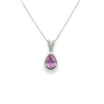 Ketting met hanger - 14 karaat Witgoud - 0.80ct. tw. Saffier