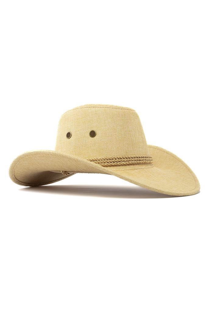 Cowboyhoed Beige Flax Lichtbruine Linnen Cowboy Western Hoed, Kleding | Heren, Carnavalskleding en Feestkleding, Nieuw, Overige maten