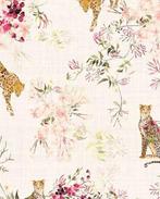 Poplin Katoen Panter & Bloem Ecru, Hobby en Vrije tijd, Stoffen en Lappen, Nieuw, Overige kleuren