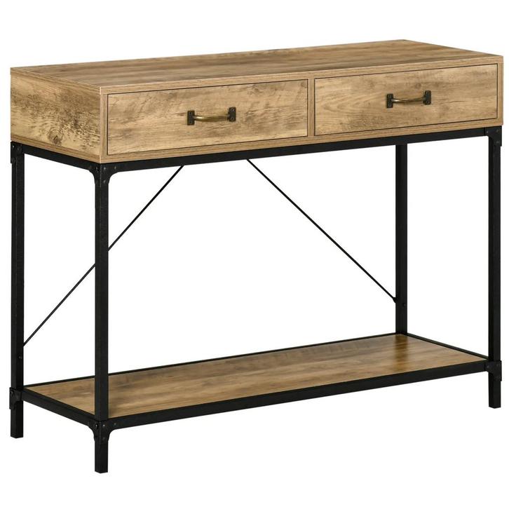 TRUUSK Bijzettafel Console Tafel - Vintage Bruin Zwart - Met, Huis en Inrichting, Tafels | Bijzettafels, Nieuw, Verzenden