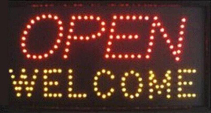OPEN welkom lamp LED verlichting reclame bord lichtbak #F, Zakelijke goederen, Horeca | Meubilair en Inrichting, Verzenden