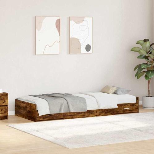 vidaXL Opbergbedframe met hoofdeinde Oud Hout 75 x 190 cm, Huis en Inrichting, Slaapkamer | Bedden, Bruin, Nieuw, Hout, Verzenden