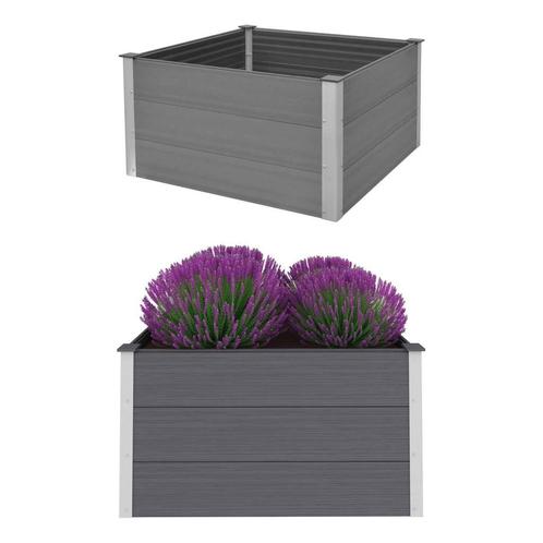 vidaXL Plantenbak verhoogd 100x100x54 cm HKC grijs, Tuin en Terras, Bloembakken en Plantenbakken, 100 cm of meer, Nieuw, Hout