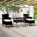 vidaXL 5-delige Tuinset poly rattan en gehard glas zwart, Tuin en Terras, Tuinsets en Loungesets, Verzenden, Nieuw, Rotan, Tuinset