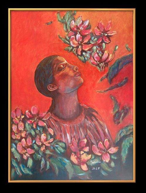 Jasmine M.K (XX) - Red, Antiek en Kunst, Kunst | Schilderijen | Modern