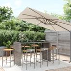 vidaXL 9-delige Tuinbarset poly rattan en massief acaciahout, Verzenden, Nieuw, Rotan, 8 zitplaatsen