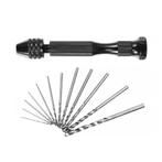 Stevige handboor met 10 boortjes (zwart, 0.8 - 3.0 mm), Doe-het-zelf en Verbouw, Ophalen of Verzenden, Nieuw