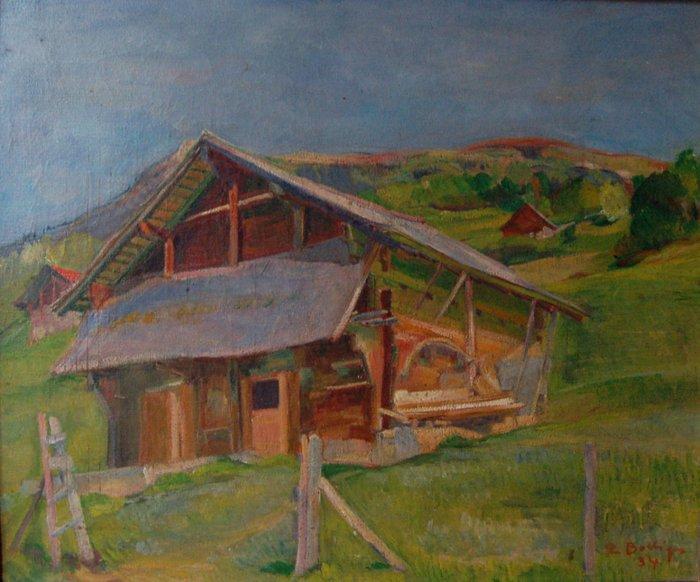 Rodolphe Bolliger (1878-1952) - Suisse: chalet dans les, Antiek en Kunst, Kunst | Schilderijen | Klassiek