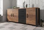 Dressoir Olivia - Zwart - Eiken - 192x43x79cm - Kast, Nieuw, 150 tot 200 cm, 25 tot 50 cm, Modern