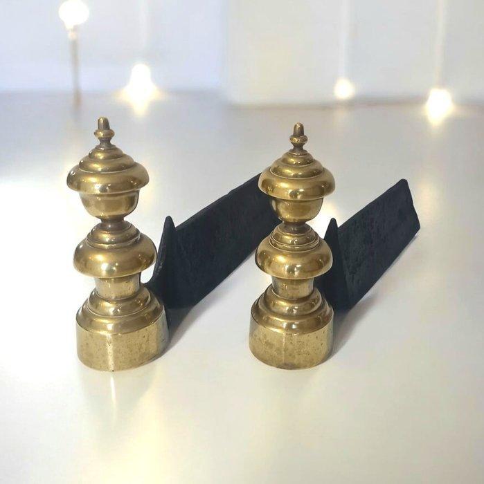 Openhaard accessoire (2) - Chenets Toupies - Louis Philippe, Antiek en Kunst, Antiek | Overige Antiek