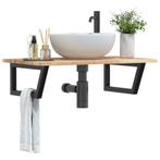 vidaXL Badkamer wandschap staal en massief acaciahout, Verzenden, Nieuw