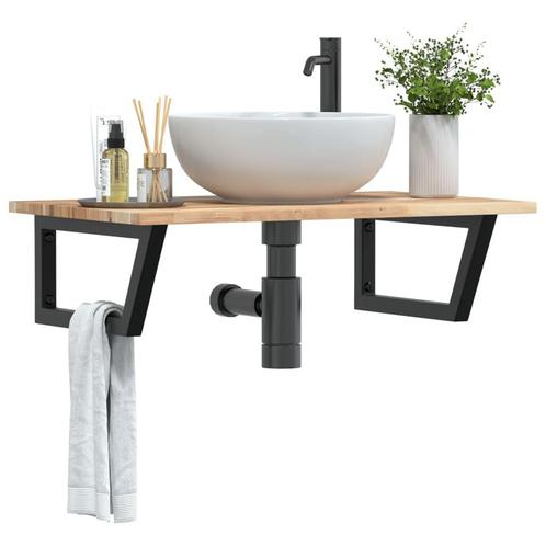 vidaXL Badkamer wandschap staal en massief acaciahout, Huis en Inrichting, Tafels | Kaptafels, Nieuw, Verzenden