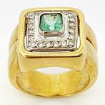 Ring - 18 karaat Geel goud, Witgoud - 0.71ct. tw. Smaragd -, Nieuw