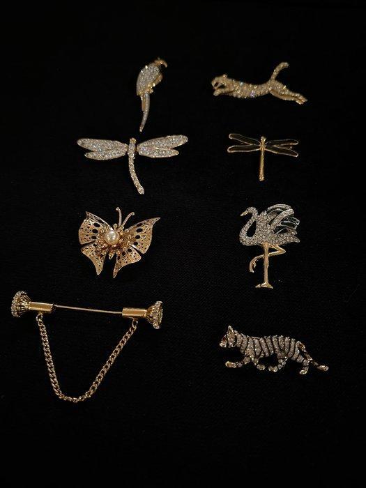 Set van 8 vintage dieren- en insectenbroches – circa, Antiek en Kunst, Curiosa en Brocante